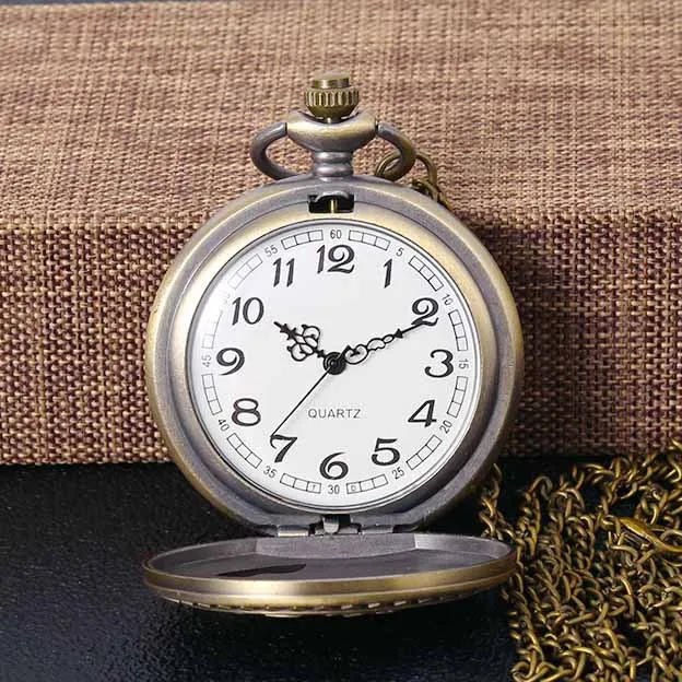 Модные Ретро-часы с рельефным дизайном, простые изысканные большие кварцевые карманные часы, ожерелье, подарок для мужчин и женщин
