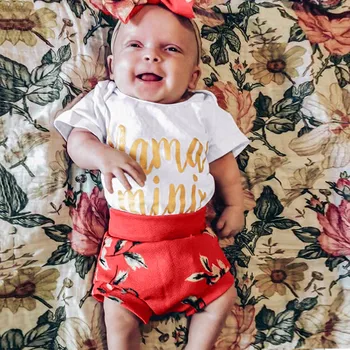 

3pcs Baby Girl Clothes Toddler T-shirt Romper +Pants+Headband Newborn Clothes 3Pcs Short Sleeve Outfits Infant Clothing Set 1-2T