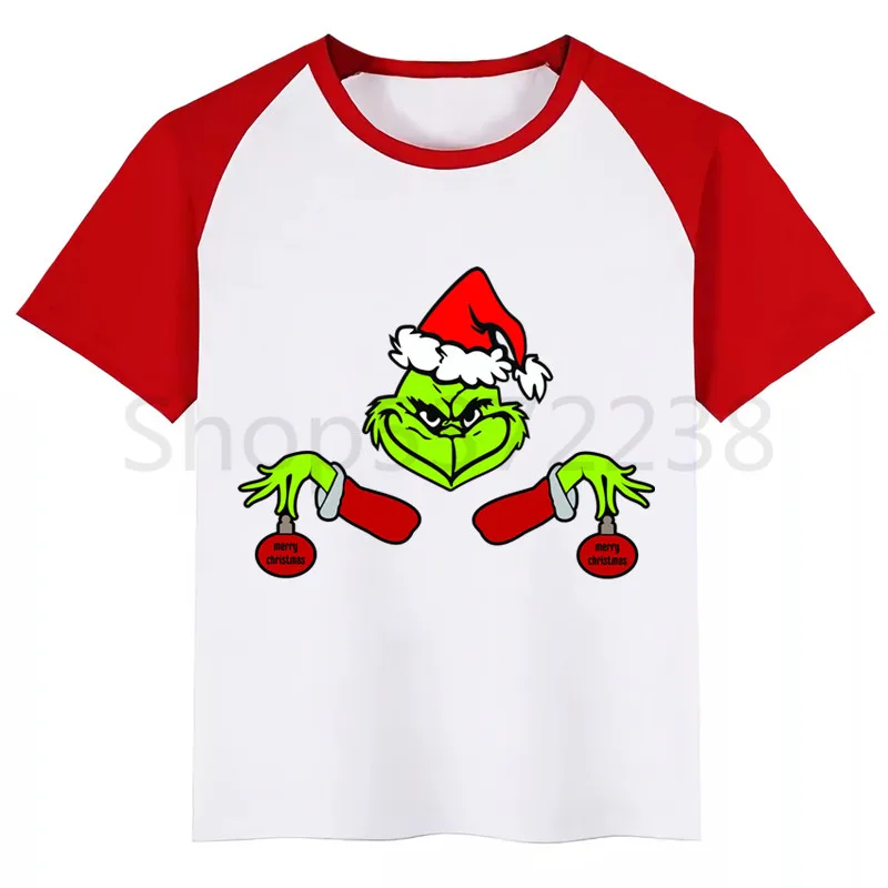 Grinch/Новинка; футболка для мальчиков; рубашки для девочек с милым животным принтом; детская Удобная футболка с круглым вырезом; одежда с короткими рукавами для мальчиков и девочек