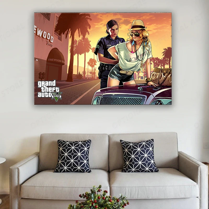 Jogo GTA 5 Grand Theft Auto HD Impressão Arte Branca Papel Revestido Cartaz  Decoração para casa Para Sala De Estar Quarto Decoração Da Parede -  AliExpress