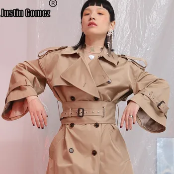 

Korean Fashion Modern Loose Windbreaker Double-breasted Oversized Chic Trench Coat for Women Lady Streetwear Outwear Long Coat