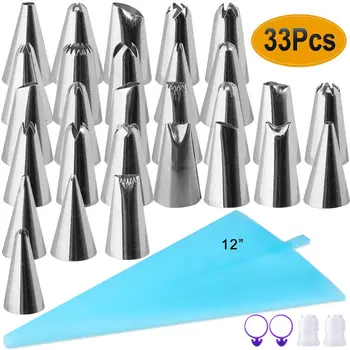 

33Pcs Piping Set Cake Decorating Tools Tips Cake Decorating Supplies with Icing Pastry Bag Piping Bag Coupler Frosting Bags Tie