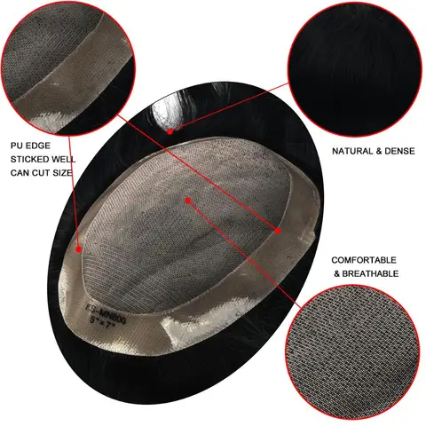 Peruca de Cabelo dos Homens Peruca de Peruca do Plutônio em Torno + Mono Perucas para Substituição dos Homens Respirável Remy Cabelo Humano 6 Polegadas 150% Densidade Topper mw Net