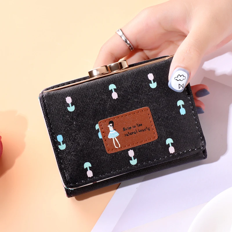 2021 Lady Short Coin Pouch Women's Purse New Kawaii Girl Small Change Wallets Bag 3 Fold PU Leather | Багаж и сумки