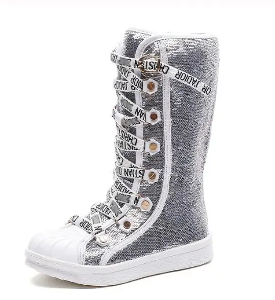 Ботинки для девочек с блестками детская обувь детская дышащая зимняя обувь для девочек модные зимние ботинки на резиновой подошве для малышей