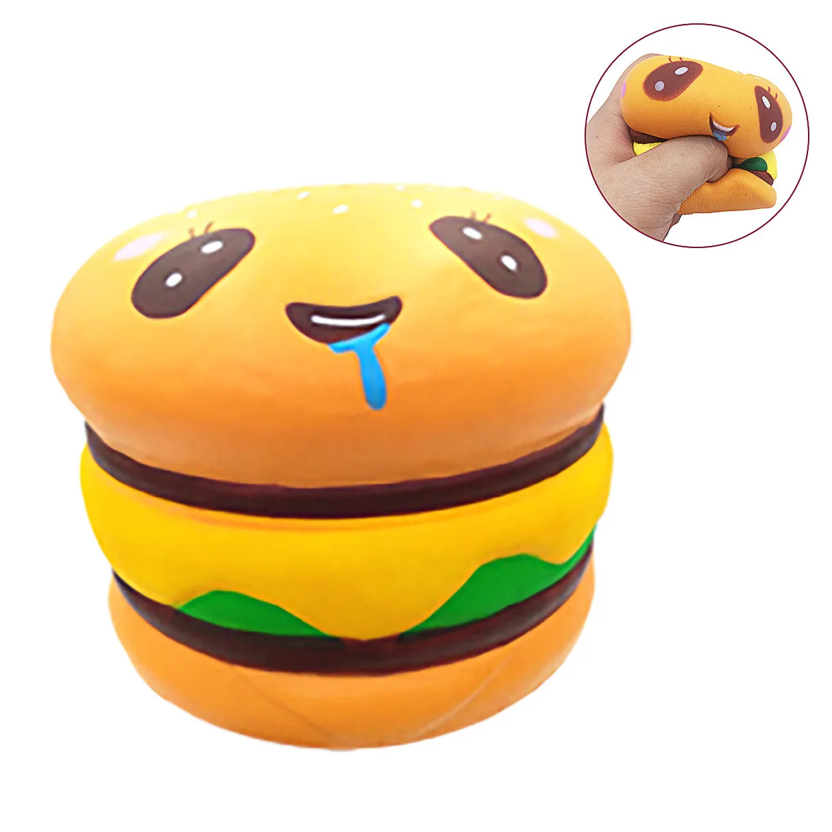 A Мягкие и милые Gigantes мягкие для сжатия игрушки мягкий искусственный Drooling Expression Burger медленный отскок декомпрессии ToyW801 - Цвет: A
