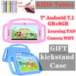 Tablette PC 7 pouces pour enfants, écran IPS RK3126, 1 go + 8 go, quadricœur, contrôle parent, Youtube, étui en Silicone, cadeau, Android 7.1 