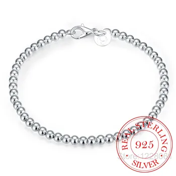 

European and American Trend 925 Sterling Silver Bracelet for Women 4mm Small Bead Gold Rose Gold Silver Girl Charm Bracelet