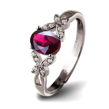 

3 Colors Butterfly White/Red/Champagne Zircon Mystic Ring Silver Plated-color Morgan Stone Garnet Ring Wedding Engagement