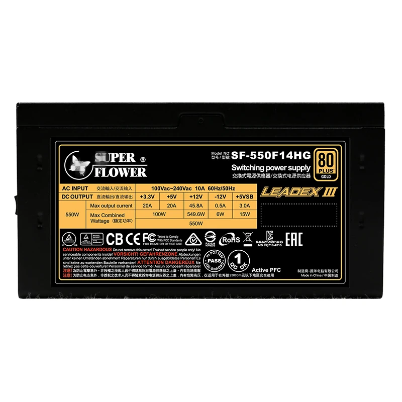 Блок питания для Super Flower 80plus Gold полный модульный RTX2070 RX5700 игровой бесшумный блок питания 550 Вт блок питания LEADEX III HG 550 Вт