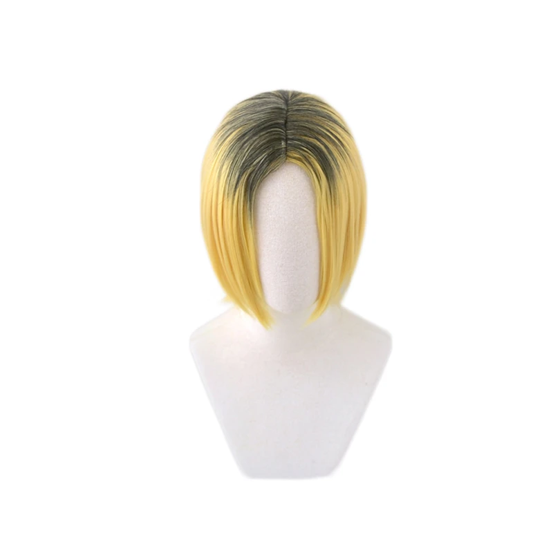 

Anime Haikyuu!! Kenma Kozume Short Black Yellow High Temperature Fiber Hairpiece Halloween Party Costume Cosplay Wig + Hair Net