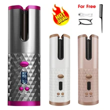 Bigoudi automatique sans fil USB Rechargeable fer à friser boucles vagues affichage LCD en céramique bouclé rotatif vague de friser Styer