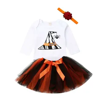 

Halloween Newborn Baby Girl Clothes Outfits Romper Jumpsuit+Tulle Skirt Set 0-18M