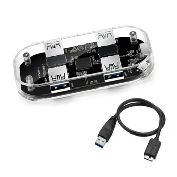 

Transparent USB HUB 4 Ports USB3.0 Adapter Splitter Support External Micro USB Power Supply for Laptop U Disk Cellphones