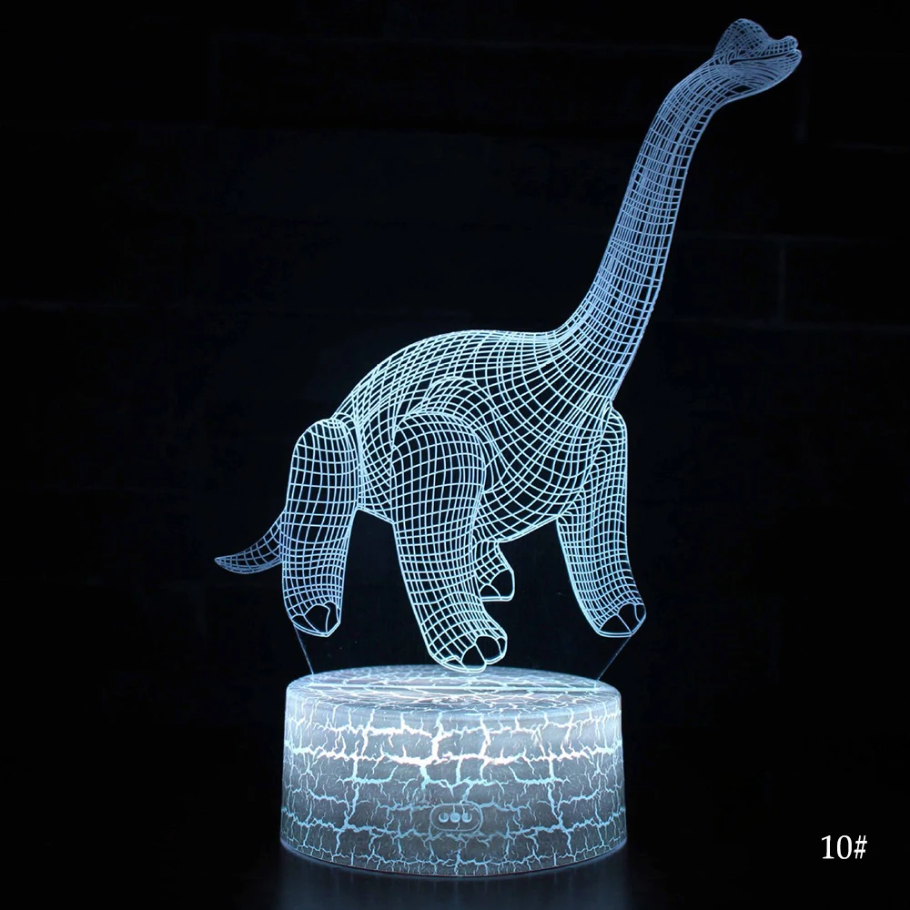 3D светодиодный Ночной светильник лампа серии динозавров 16 видов цветов 3D Ночной светильник дистанционного Управление настольные лампы игрушки подарок для малыша украшение дома D30