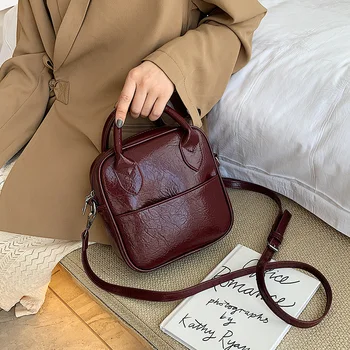 

Retro PU Leather Solid Color Small Crossbody Bags For Women 2019 Quality Mini Winter Shoulder Messenger Bag Travel Handbags