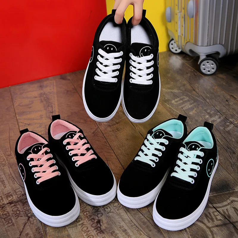 

2019 New Style Spring Summer Korean-style Versatile Athletic Shoes Women Flat Students Breathable Lace-up Casual Shoes Hot Selli