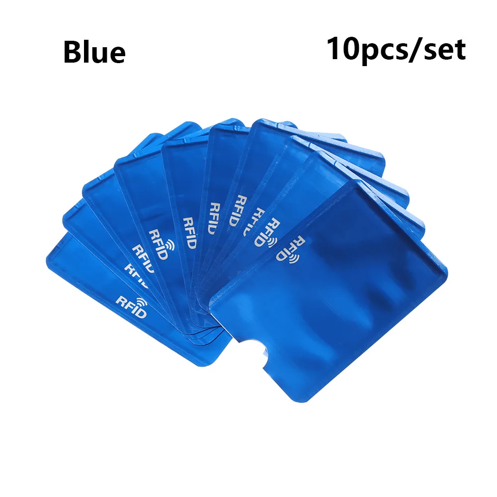 Style2-Blue 10 шт. Анти Rfid Блокировка ридер замок держатель для карт Id банковский чехол для карт Защита Алюминиевый металлический умный Противоугонный кредитный держатель для карт - Цвет: Style2-Blue
