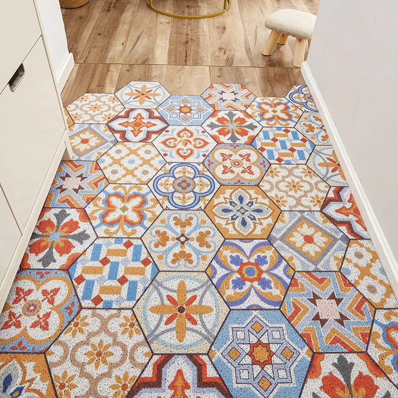 

Entrance Door Mats Carpet Cuttable Home Bathroom Living Room Mat Carpet Non-slip Dust-proof Silk Loop Printed Pattern Door Mats