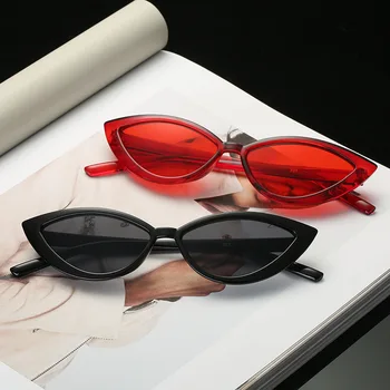 Okulary przeciwsłoneczne dla kobiet nowe modne okulary na słońce w starym stylu przypominające „kocie oczy” markowe designerskie odblaskowe mała oprawka przyciemnione filtr UV 400 tanie i dobre opinie CN (pochodzenie) Anty-uv Pyłoszczelna Cat Eye Mirror UV400 Plastic 36mm 60mm