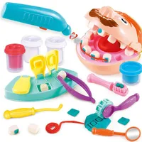 Children Plasticine Tools Pretend Play Toy Dentist Check Teeth Model Set Clay Mold Toy Role Play Early Learning Toys 1