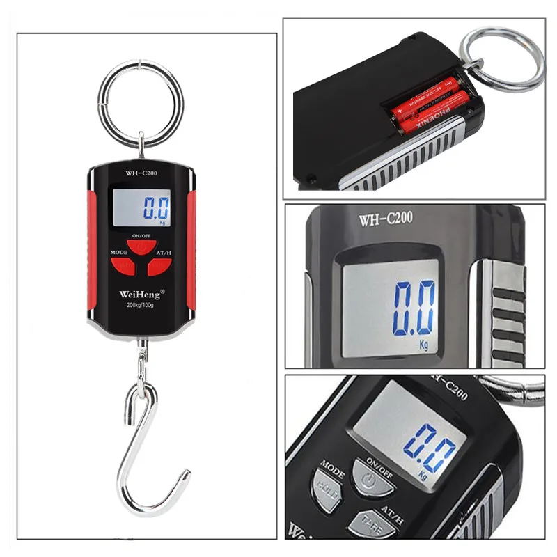 150/200/500kg Crane Scale Heavy Duty Hanging Weighting Hook Steelyard Portable LCD Electronic Digital Industrial Crane Scale