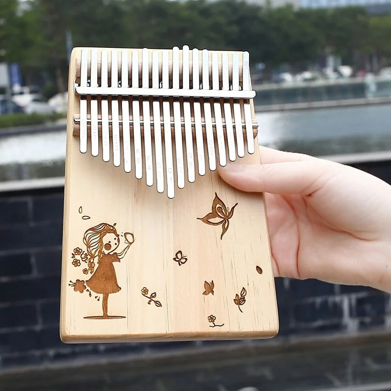 Portable Kalimba Thumb Piano 17 Sound Board Type Full Veneer Tuning Beginner Getting Started Instrument |