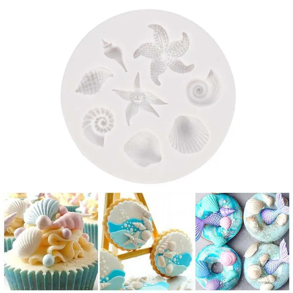 

1Pcs Cake Decorating Mold Tools Shell Conch Starfish Non-toxic Fondant And Chocolate Marine Mould Tasteless Fudge Series Si G5I0