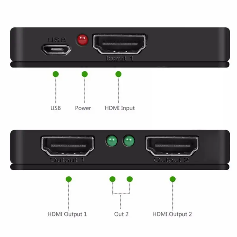 OOTDTY Мини Full HD 4K HDMI сплиттер 1x2 один в два из коммутатор адаптер с кабелем комплект