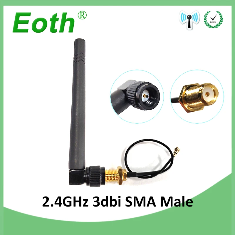 

2.4ghz Antenna 3dbi SMA Male 2.4G wifi antenna Aerials 2.4 Ghz antenne wi fi Antena wi-fi+ 21cm ufl./ IPX 1.13 Pigtail Cable