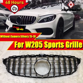 

Fits For MercedesMB C205 W205 GTS style Grille grill ABS silver C class W205 Front grille without Camera &without sign 2015-2018
