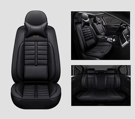 Кожаный чехол для автокресла для chevrolet aveo captiva cruze lacetti lanos niva onix optra sonic orlando trailblazer - Название цвета: black Deluxe
