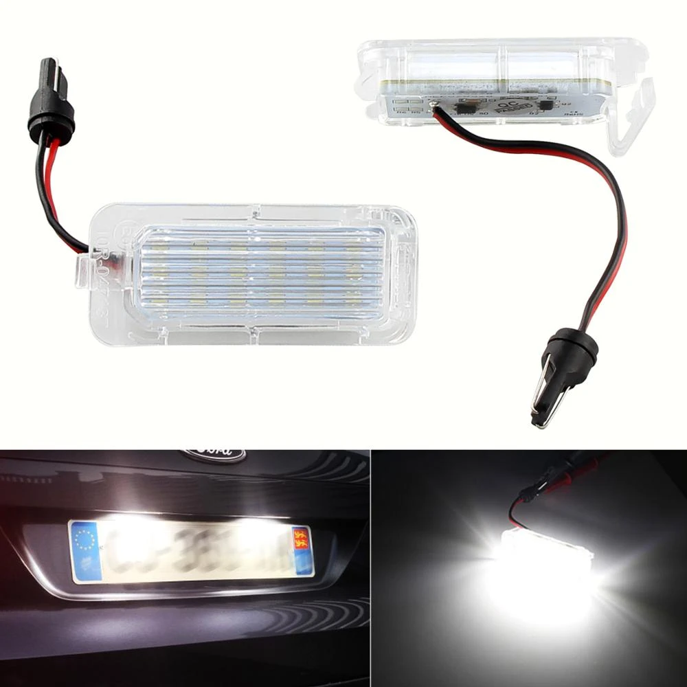 Pair LED License Plate Lamp for Ford Fiesta Focus S-MAX C-MAX Kuga Mondeo Galaxy 