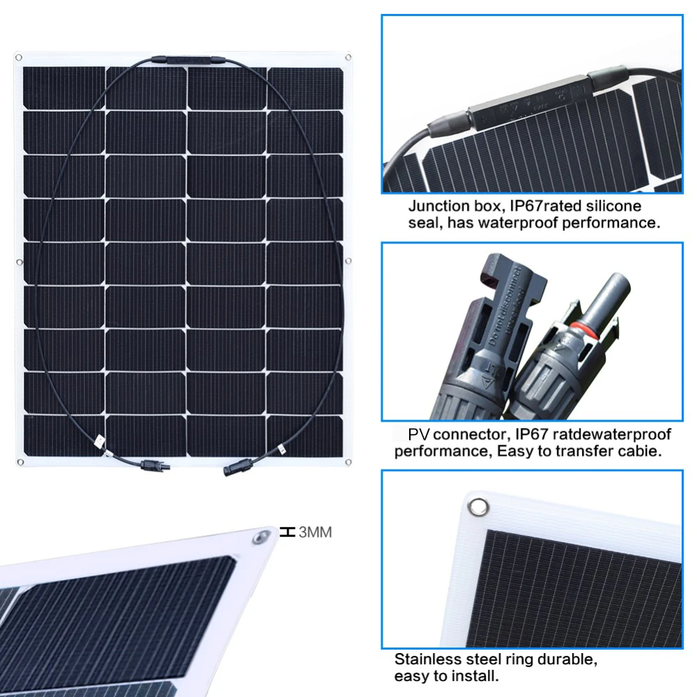 Xinpuguang 90W 18V солнечная панель монокристаллическая легкая 12V s для RV/лодки/других вне