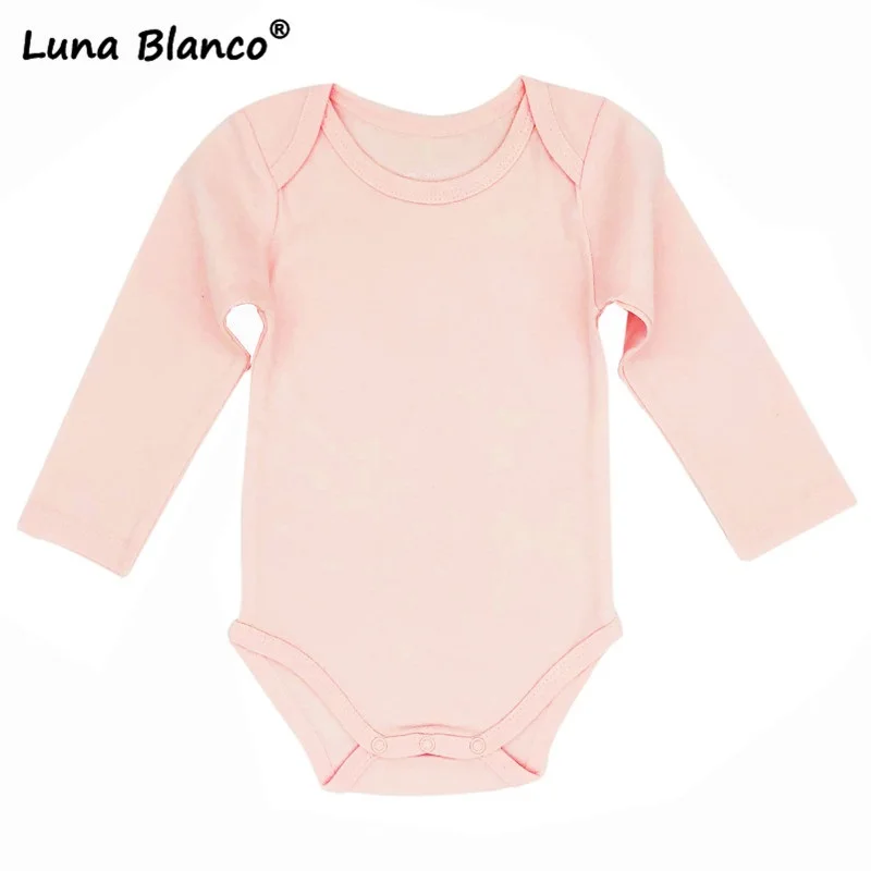 Luna/боди для новорожденных, хлопок, унисекс, для мальчиков и девочек, длинный рукав, детский комбинезон, 3-24 месяца, одежда для малышей комплекты для младенцев - Цвет: pure pink