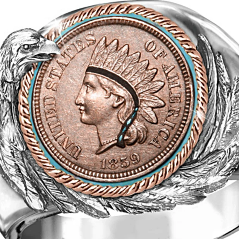 Хип-хоп индийский вечный дух Тотем кольцо в стиле панк; бижутерия воин викингов два цвета кольца с изображением орла аксессуары Z4M450