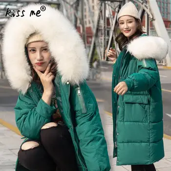 

Fashion Warm Women Parkas Solid Trendy Down Jacket Women Winter Autumn Down Coat Mid Long Ladies Warm Cotton Down Clothing