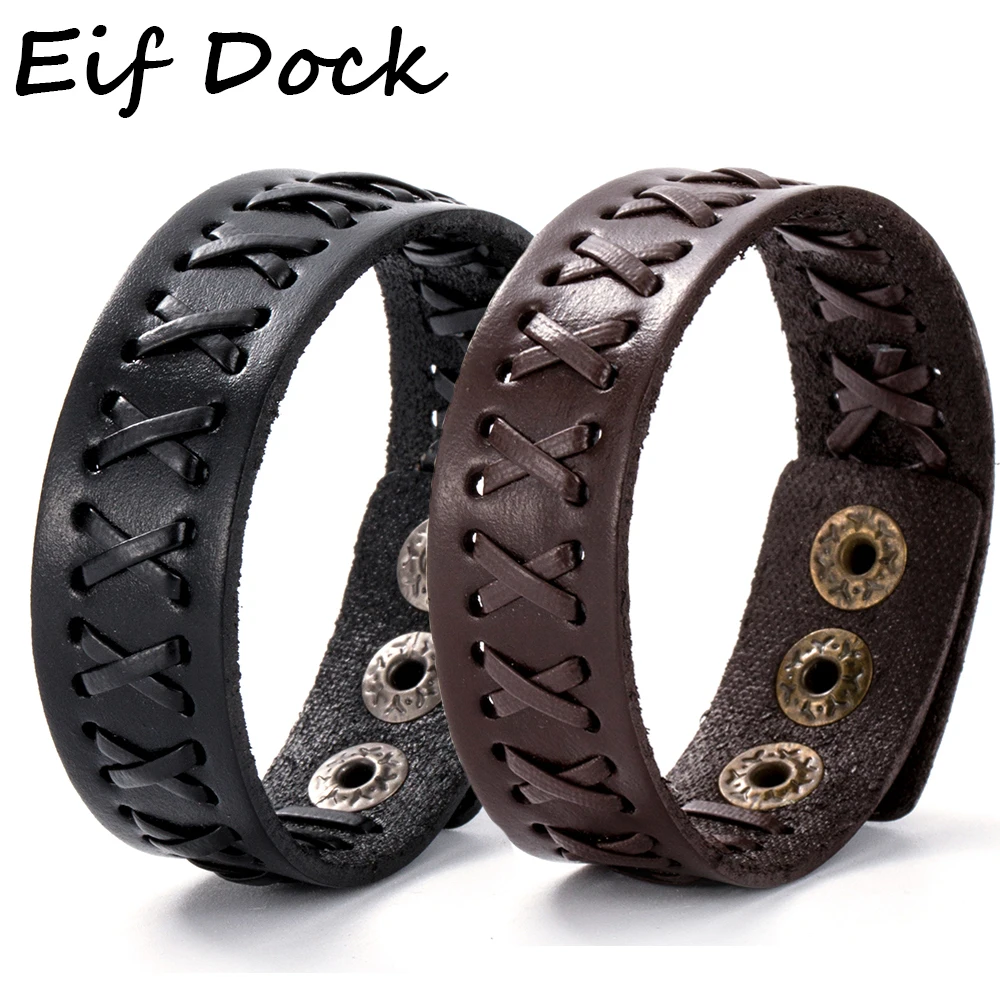 Bracelets Eif Dock Various Styles Braided Simple Leather For Men Wrap Bangle Party Gifts bracelet jewelry