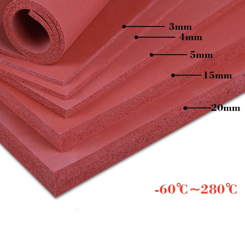 

Custom Self-adhesive Silicone Foam Plate for Heat Press Resilient Hot Stamping Machine Insulation Blanket 500x500x8mm Red White