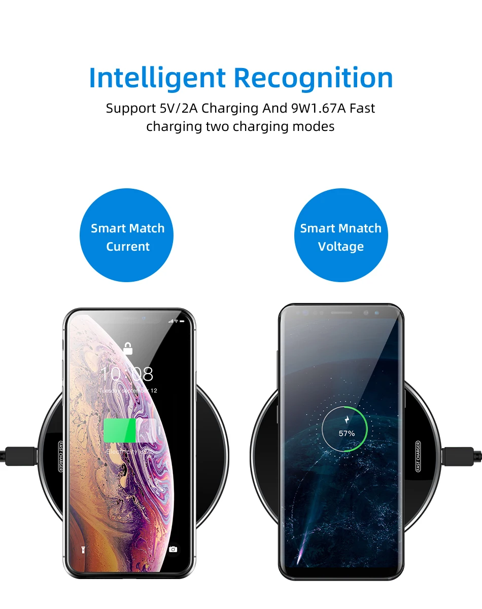 Металлическое Беспроводное зарядное устройство Qi 10 Вт для samsung S9 S10+ Note 9 8, зеркальная Беспроводная зарядная подставка 7,5 Вт для iPhone X/XS Max XR 8 Plus