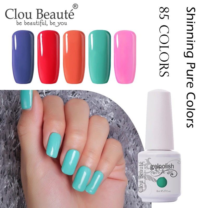 Clou Beaute 8 мл гель-краска для ногтей УФ 85 цветов блеск Топ замачиваемый УФ светодиодный Гель-лак для нейл-арта Гибридный чистый цвет ногтей