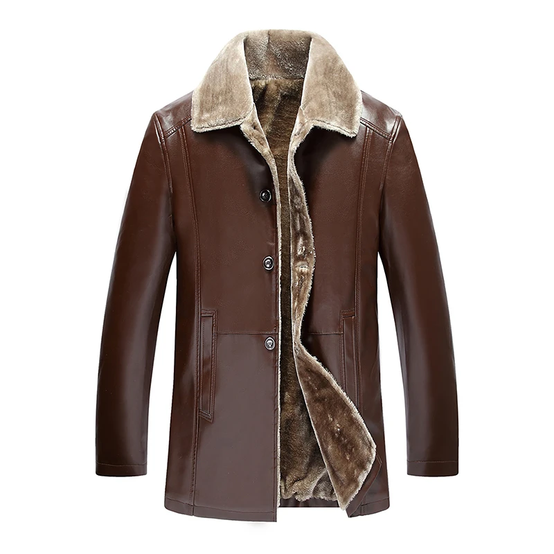 Зимняя меховая кожаная куртка Мужская s плюс размер 5XL замшевые кожаные куртки мужские из искусственного меха толстые теплые длинные