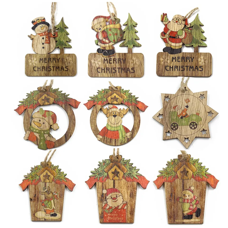 3 шт./партия, рождественские деревянные DIY подвесные украшения, рождественские украшения для дома, Новогодние Детские подарки, Natal Navidad Decoracion