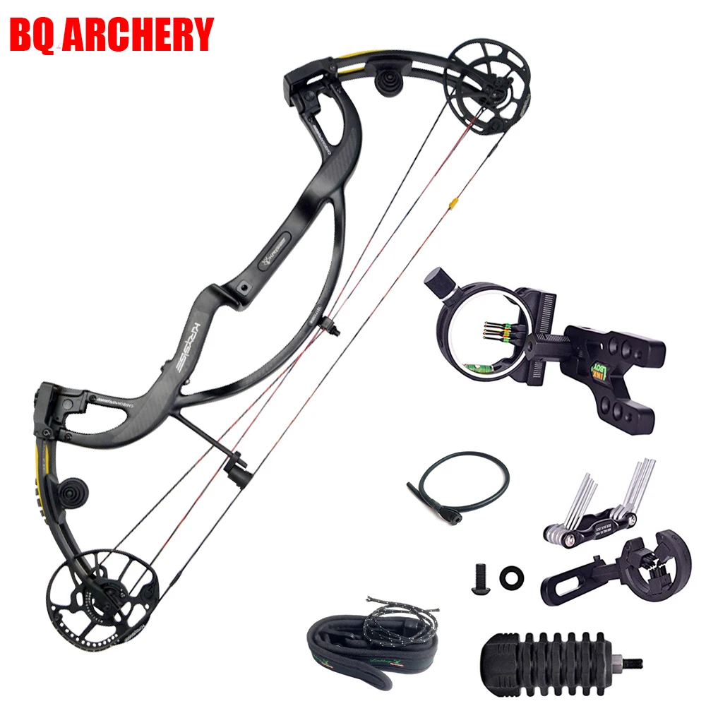 

Archery Pure Carbon Fiber Compound Bow Set Predator 2 Generation 50-65lbs Compound Bow 5 Pins Bow Sight for Hunting Accessories