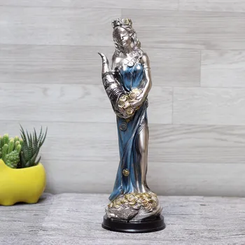 

34CM Greek Fortune Goddess Art Sculptures Decorates Lucky Wealth Fortune Figurines Home Decor Accessories Resin Craft Gift R5172