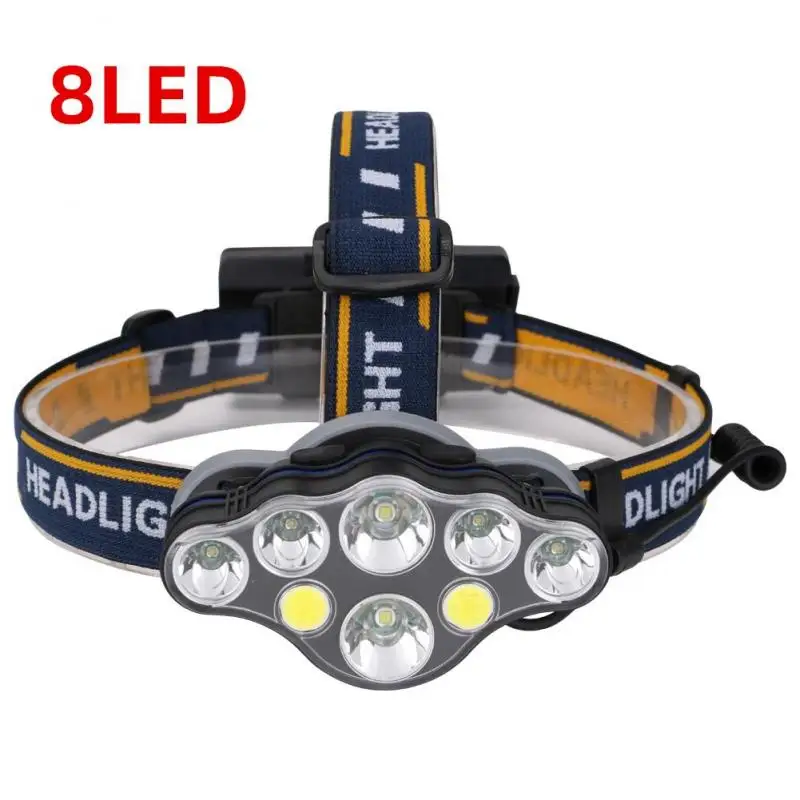 8LED 5/6/7/8 светодиодный T6+ XPE+ COB большой дальности светодиодный головной светильник белый светильник+ красный светильник рыбалка светильник зарядка через usb Водонепроницаемый головной светильник - Испускаемый цвет: 8LED