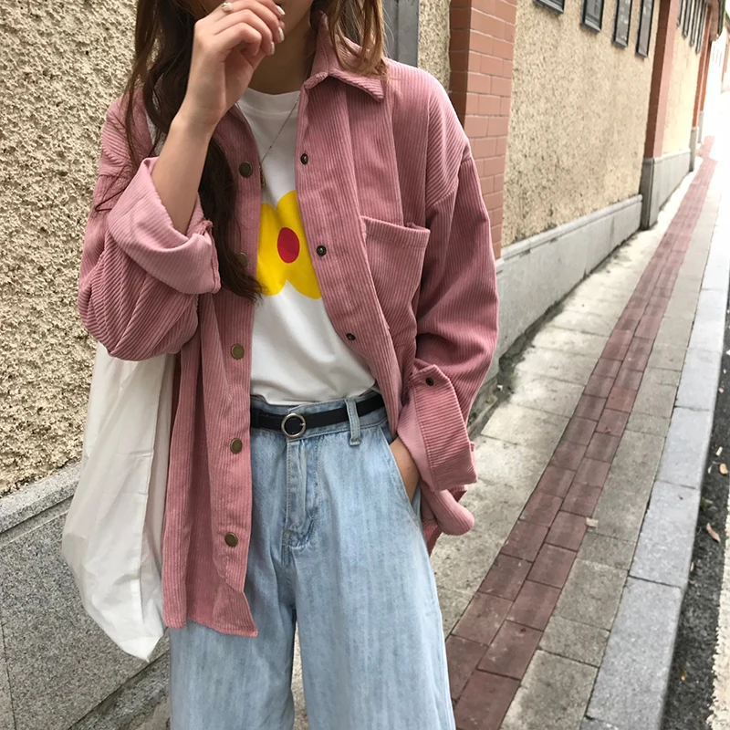 low cost  Vintage Corduroy Jackets Women Winter Autumn Coats Plus Size Single-breasted Harajuku Overcoats Jac