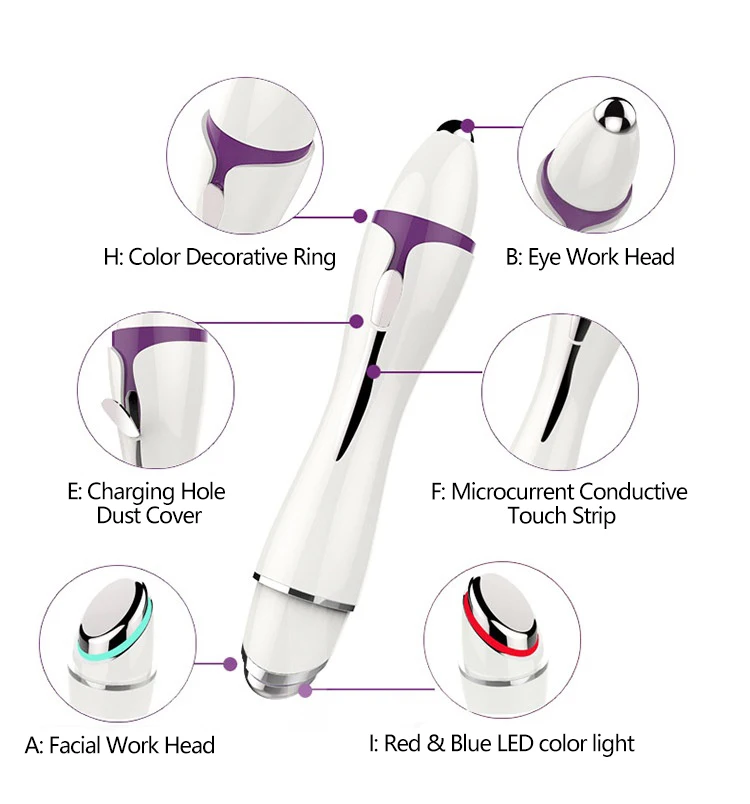 Massageador para Rosto Bolsas de Olho e Círculos Cuidados com a Pele Remoção do Enrugamento Luz de Cor Dispositivo Beleza Remover Escuros Ferramenta Pele Aperto 9 escuros cuidados com a pele ferramenta remoção do enrugamento pele aperto