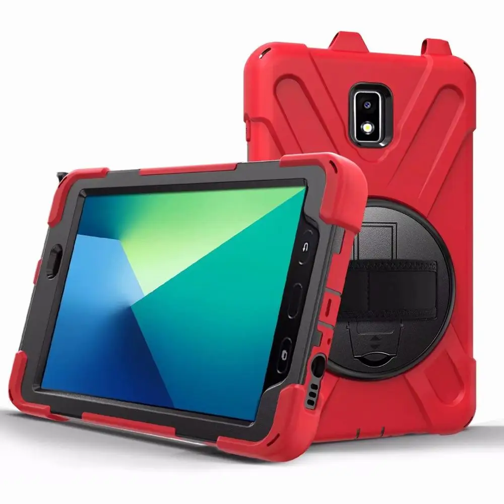 Для samsung Galaxy Tab Active 2 8,0 T390 T395 SM-T395 чехол для детей безопасное противоударное покрытие силиконовым ПК с плечевым и ручным ремнем - Цвет: Красный
