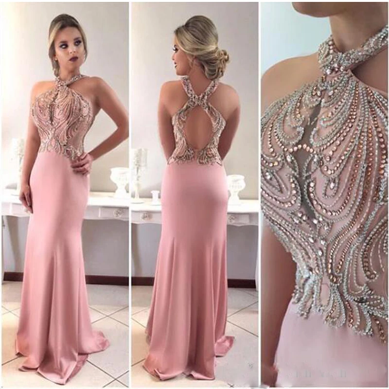Ins/Вечерние платья vestido de festa longo Бледно розовое платье для выпускного вечера с